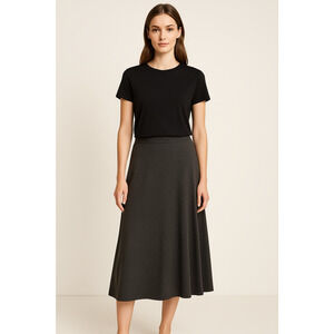 Eileen Fisher Washable Crepe Viscose Jersey Calf Length A-Line Skirt Size S